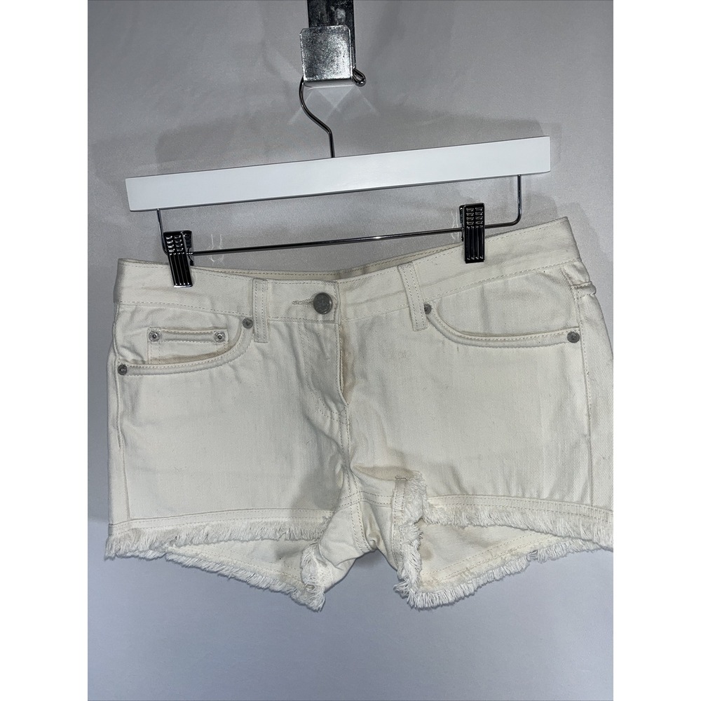 Chelsea & Violet Shorts Womens Size 26 Off White Denim Fringe Festival Boho
